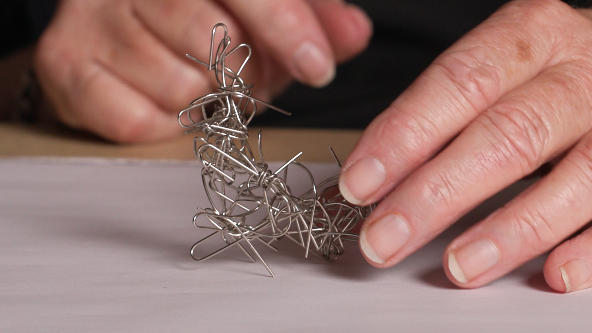 A paper clip sculpture